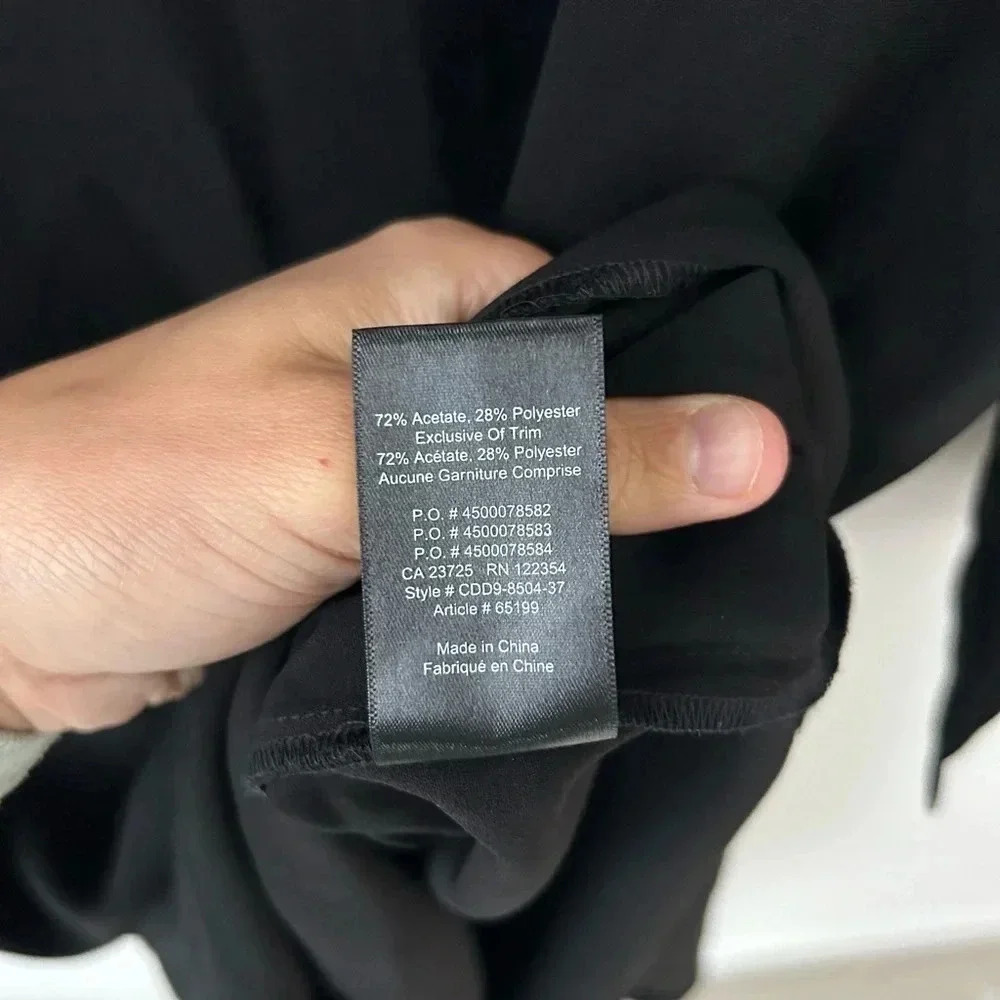 Aritzia Babaton Black Midi Dress Minimalist Open Back Slit Long Sleeve Size 6 - Picture 11 of 14